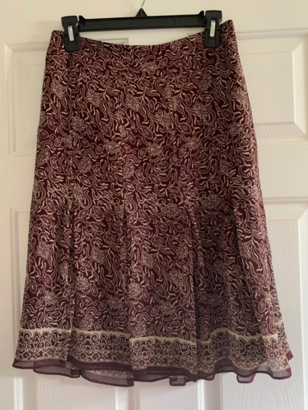 Ann Taylor LOFT Womens 100% Crepe de Chine Silk Pleated Fully Lined Skirt size 2